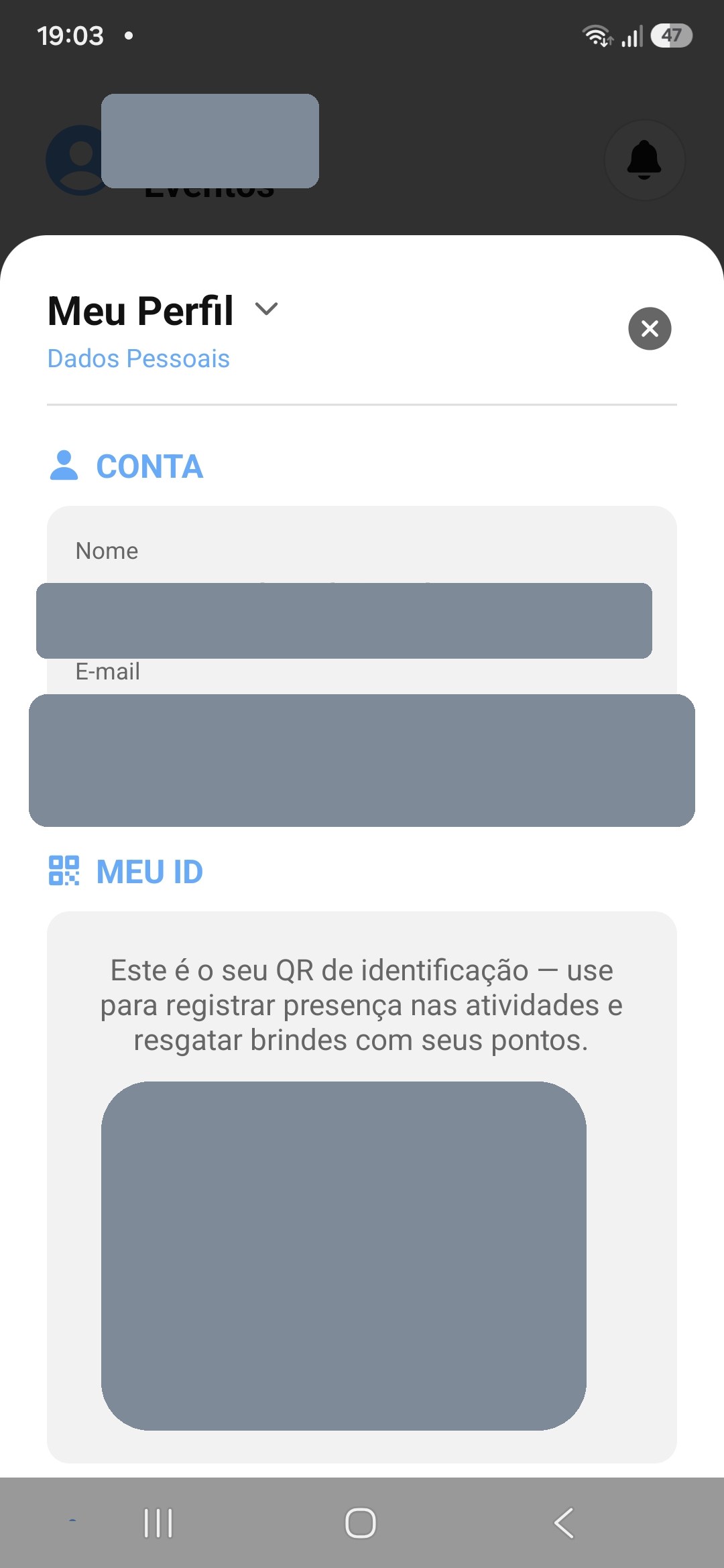 Meu Perfil - conta e Meu ID