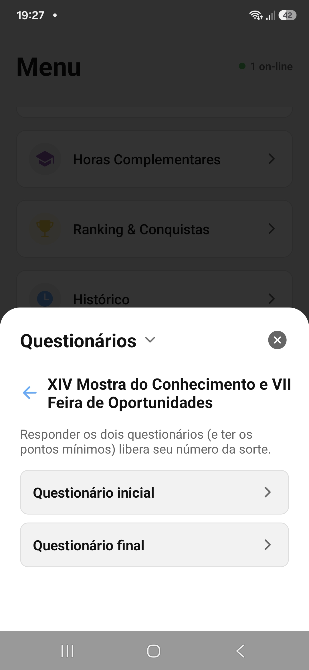 Questionário inicial e final
